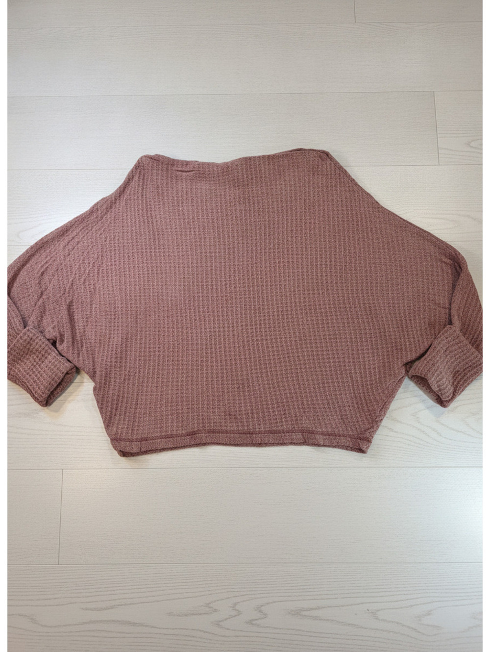 Free People Mauve Waffle Knit 3/4 sleeve shirt